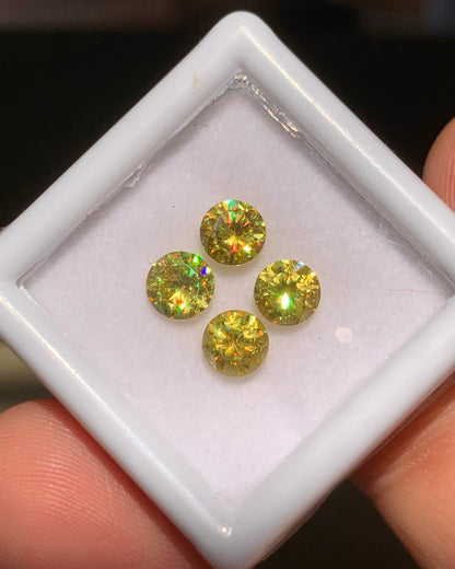 Natural Sphene/Titanite Lot 1.97 Carat 5x5 MM Round Shape Faceted Gemstone 4 Piece Lot 