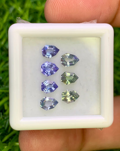 Natural Bi Color Tanzanite Lot 2.01 Carat Mix Size Fancy Shape Faceted Gemstone 7 Piece Lot