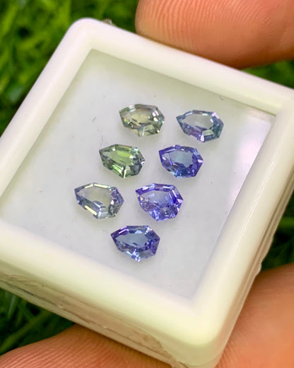 Natural Bi Color Tanzanite Lot 2.01 Carat Mix Size Fancy Shape Faceted Gemstone 7 Piece Lot