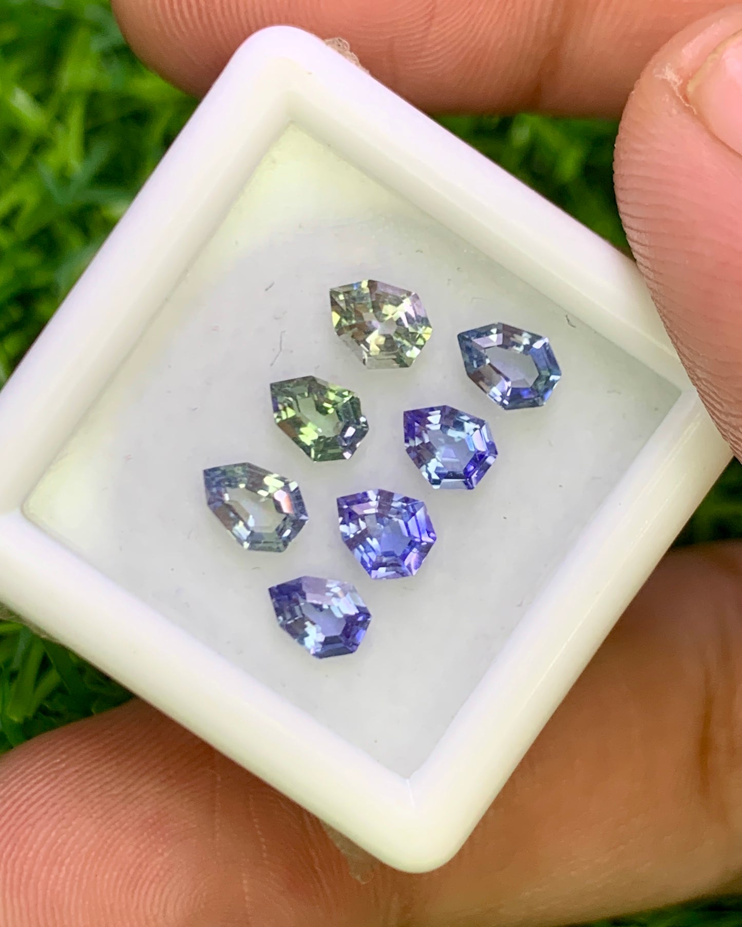 Natural Bi Color Tanzanite Lot 2.01 Carat Mix Size Fancy Shape Faceted Gemstone 7 Piece Lot