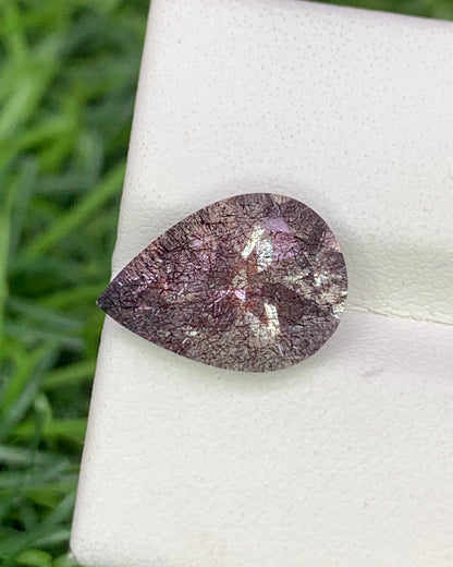 Natural Super Seven 3.85 Carat 13.9x9.8 MM Pear Shape Faceted Gemstone with 7 Crystals Healing Stone Seven Chakra Melody Stone