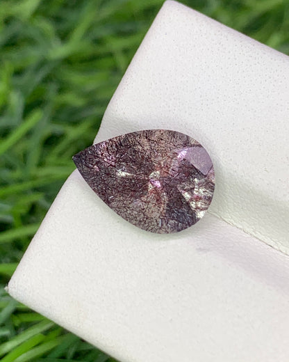 Natural Super Seven 3.85 Carat 13.9x9.8 MM Pear Shape Faceted Gemstone with 7 Crystals Healing Stone Seven Chakra Melody Stone