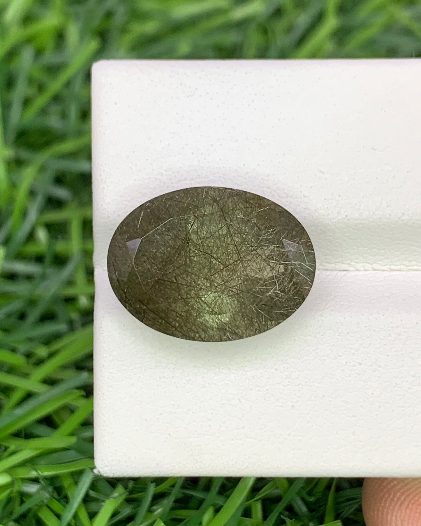 Natural Green Rutile Quartz 9.60 Carat 16.1x12 MM Oval Shape Faceted Gemstone 