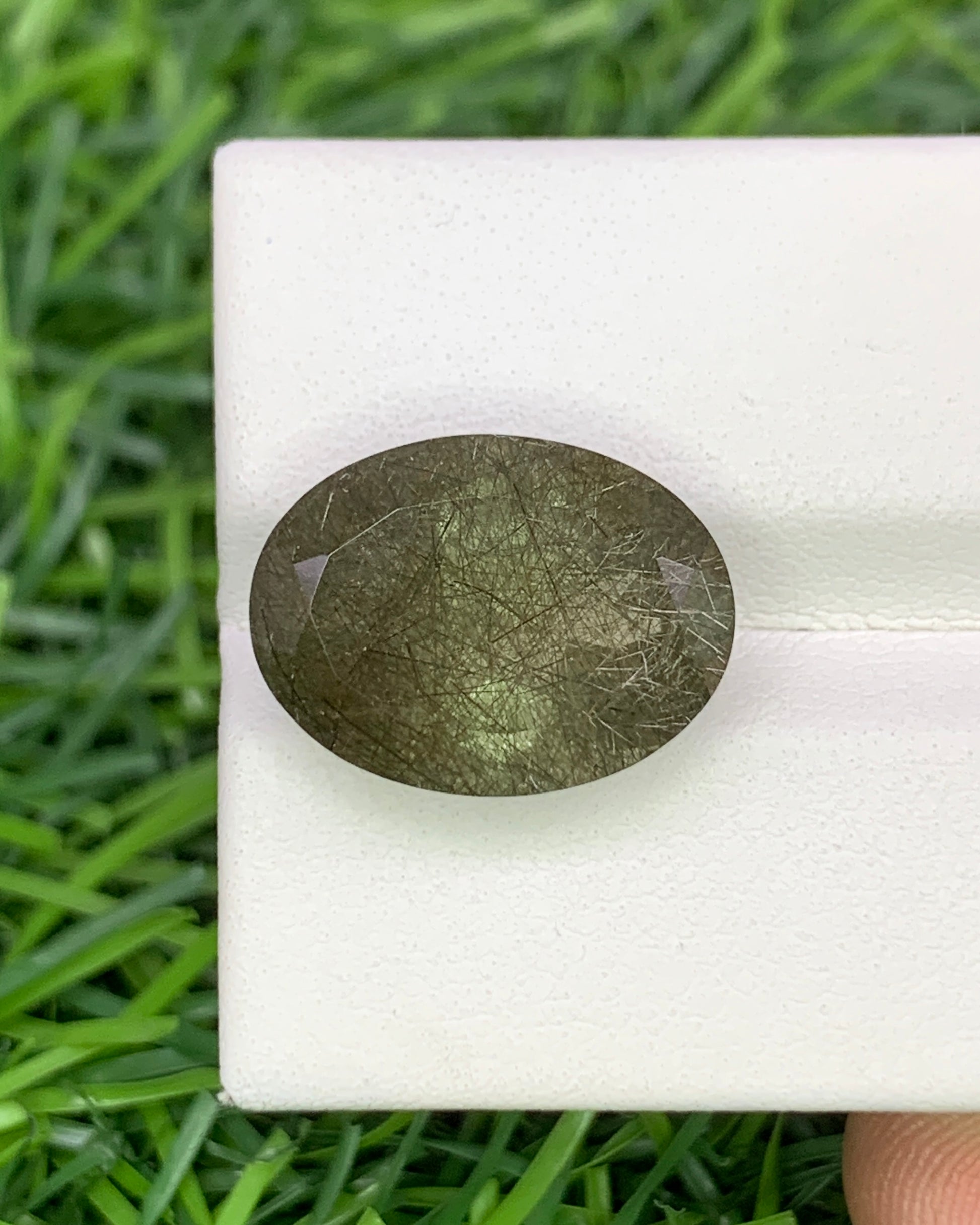 Natural Green Rutile Quartz 9.60 Carat 16.1x12 MM Oval Shape Faceted Gemstone 