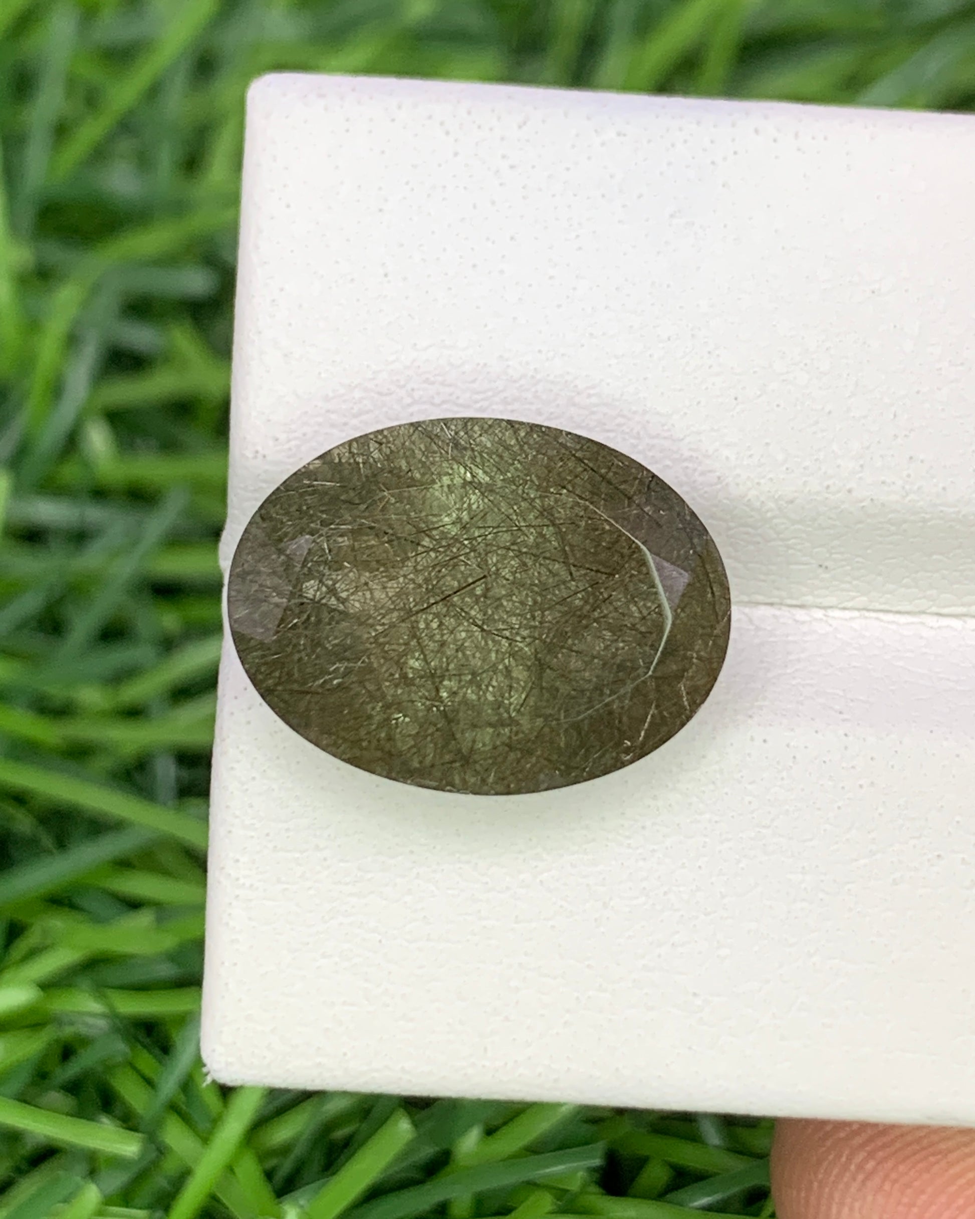 Natural Green Rutile Quartz 9.60 Carat 16.1x12 MM Oval Shape Faceted Gemstone 