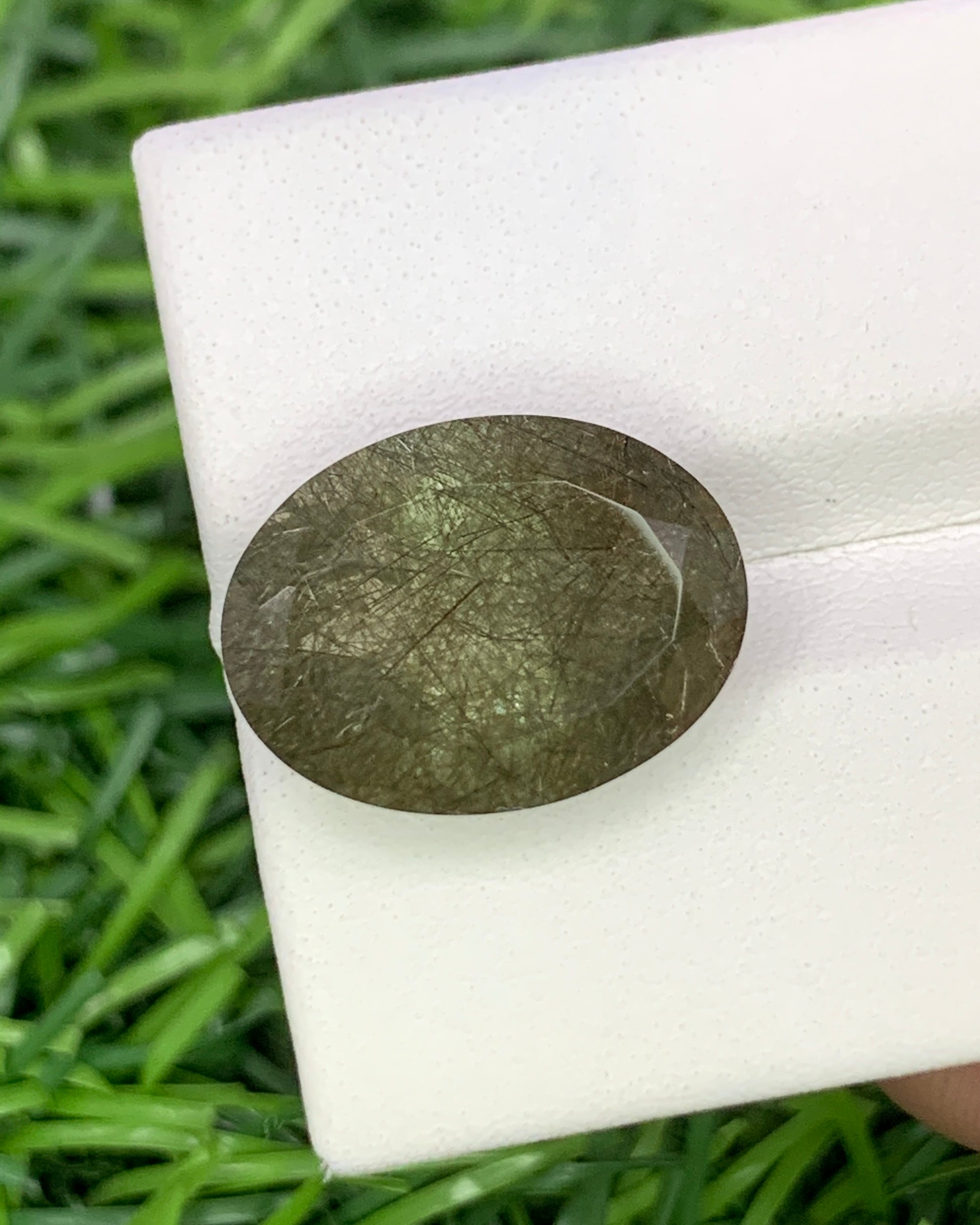 Natural Green Rutile Quartz 9.60 Carat 16.1x12 MM Oval Shape Faceted Gemstone 