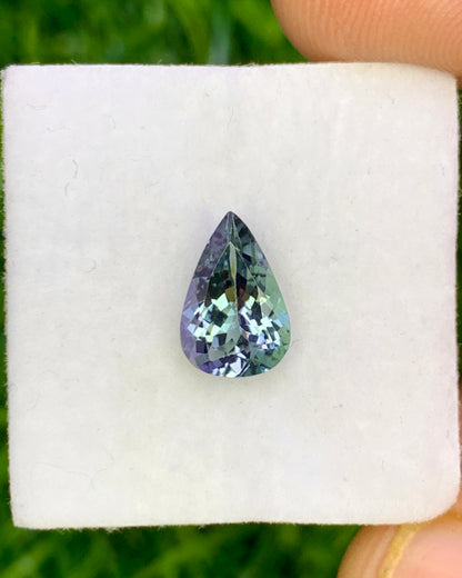 Natural Bi Color Tanzanite 1.34 Carat 9x6 MM Pear Shape Faceted Gemstone