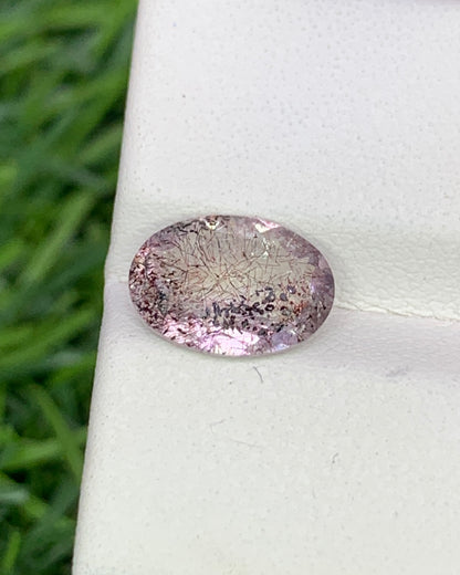 Natural Super Seven 1.87 Carat 10.6x7.6 MM Oval Shape Faceted Gemstone with 7 Crystals Healing Stone Seven Chakra Melody Stone