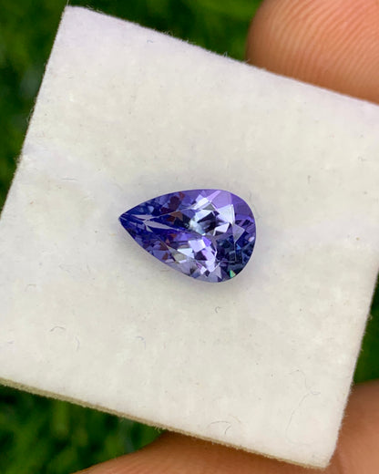 Natural Purple Tanzanite 1.58 Carat 9x6 MM Pear Shape Faceted Gemstone