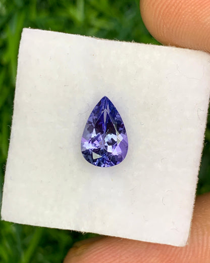 Natural Purple Tanzanite 1.58 Carat 9x6 MM Pear Shape Faceted Gemstone