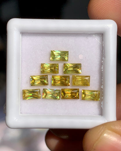 Natural Sphene/Titanite Lot 3.11 Carat 5x3 MM Baguette Shape Faceted Gemstone 10 Piece Lot