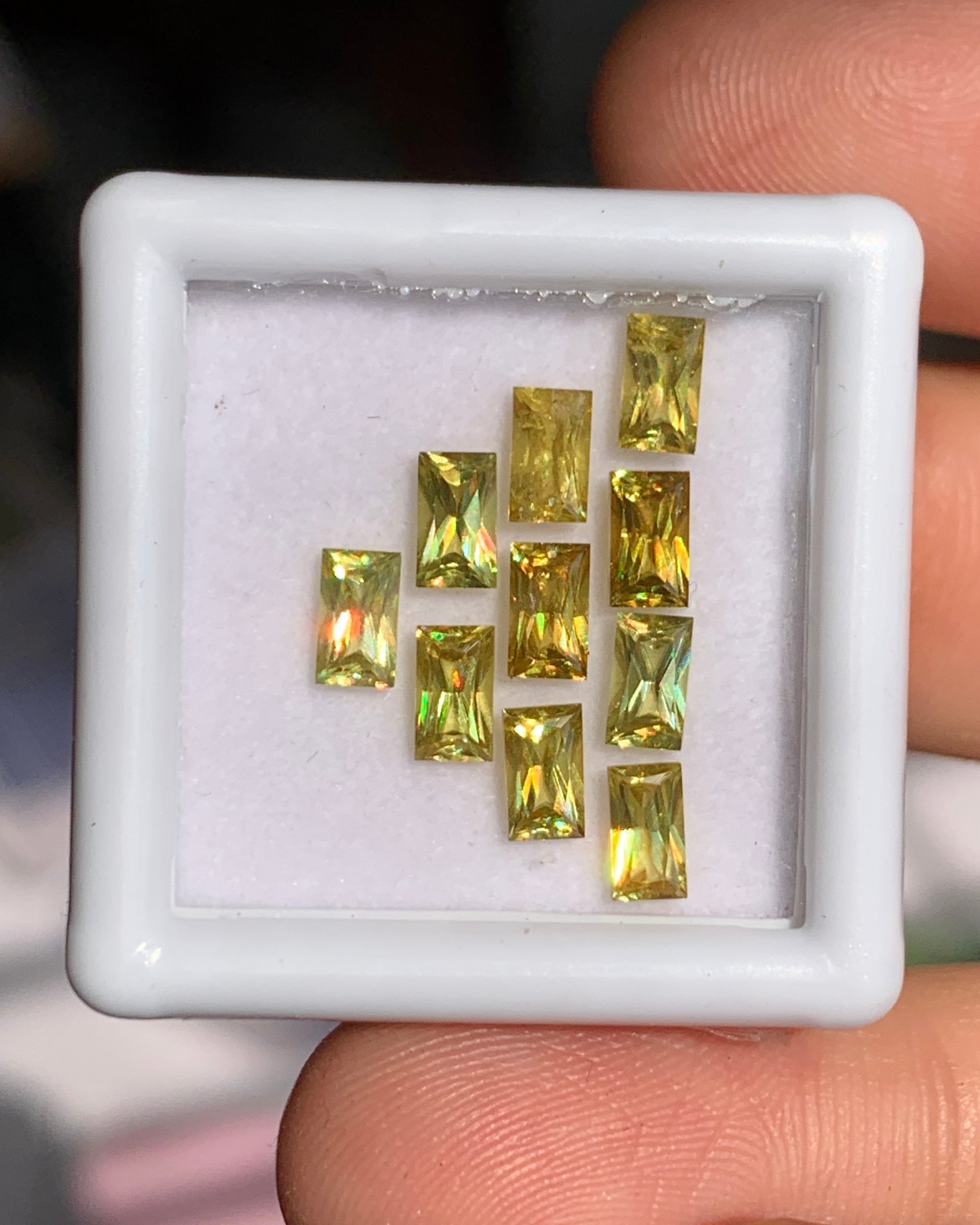 Natural Sphene/Titanite Lot 3.11 Carat 5x3 MM Baguette Shape Faceted Gemstone 10 Piece Lot