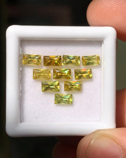 Natural Sphene/Titanite Lot 3.11 Carat 5x3 MM Baguette Shape Faceted Gemstone 10 Piece Lot