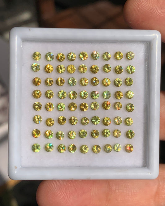 Natural Sphene/Titanite Lot 3x3 MM Round Shape Faceted Gemstone Lot