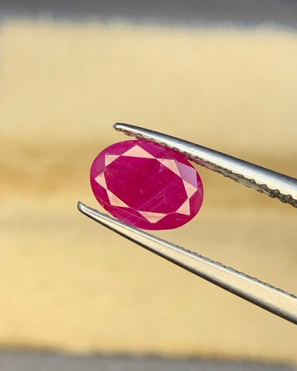 Natural Ruby 1.68 Carat 8x6 MM Oval Shape Faceted Gemstone  