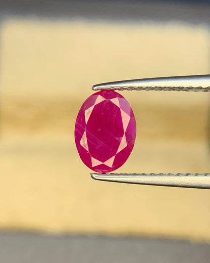 Natural Ruby 1.68 Carat 8x6 MM Oval Shape Faceted Gemstone  
