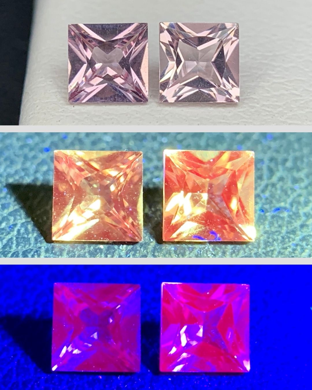 Natural Rare Dragon Garnet / Fluorescent Chromium Vanadium Malaya Garnet Lot 0.69 Carat 4x4 MM Square Shape Faceted Gemstone 2 Piece Lot