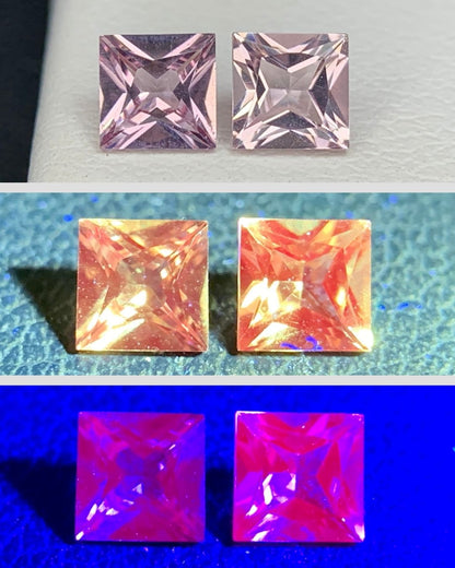 Natural Rare Dragon Garnet / Fluorescent Chromium Vanadium Malaya Garnet Lot 0.69 Carat 4x4 MM Square Shape Faceted Gemstone 2 Piece Lot