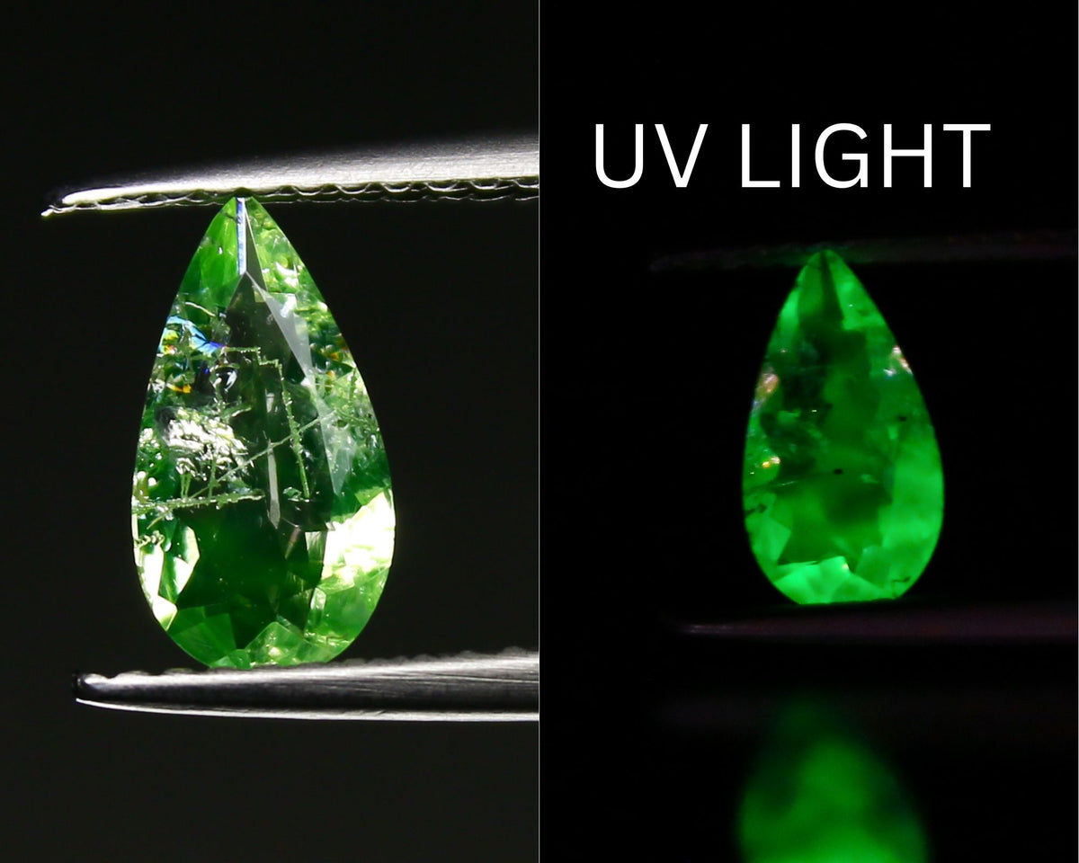 Natural Daylight Fluorescent Hyalite Opal 0.53 Carat 9.4x5 MM Pear Shape Faceted Gemstone