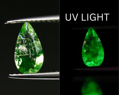 Natural Daylight Fluorescent Hyalite Opal 0.53 Carat 9.4x5 MM Pear Shape Faceted Gemstone