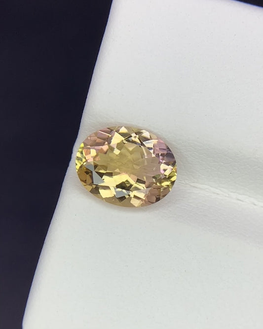 Natural Bi Color Tourmaline 1.79 Carat 9x7 MM Oval Shape Faceted Gemstone