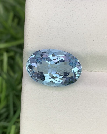 Natural Flawless Aquamarine 3.45 Carat 12x8 MM Oval Shape Faceted Gemstone