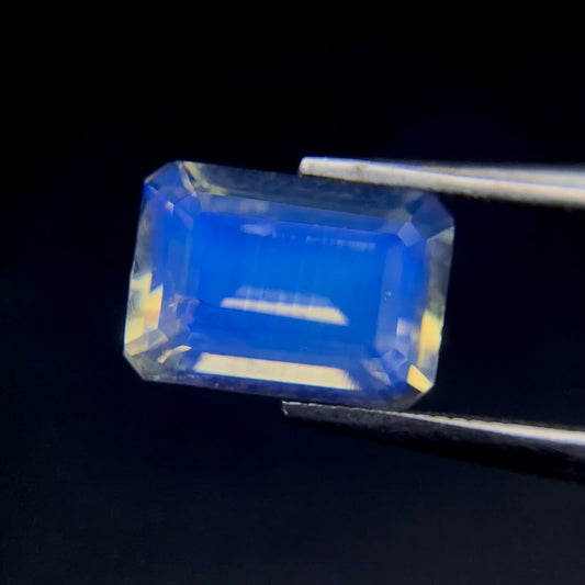 Natural Blue Fire Rainbow Moonstone 2.56 Carat 10x7.1 MM Octagon Shape Faceted Gemstone