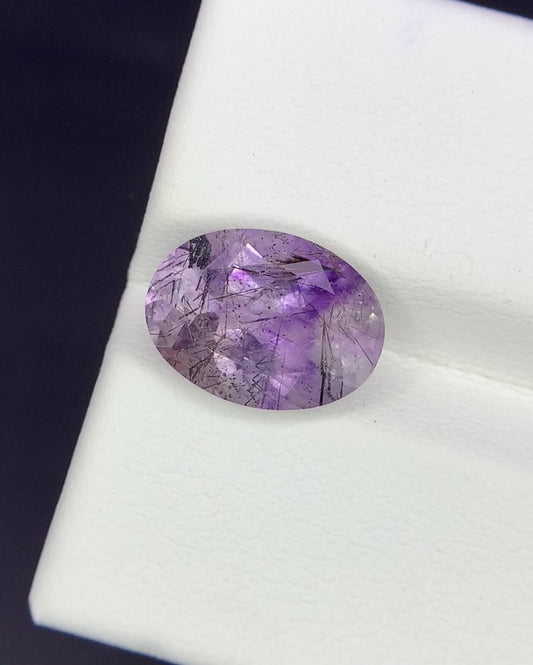 Natural Super Seven 2.80 Carat 11.3x8.3 MM Oval Shape Faceted Gemstone with 7 Crystals Healing Stone Seven Chakra Melody Stone