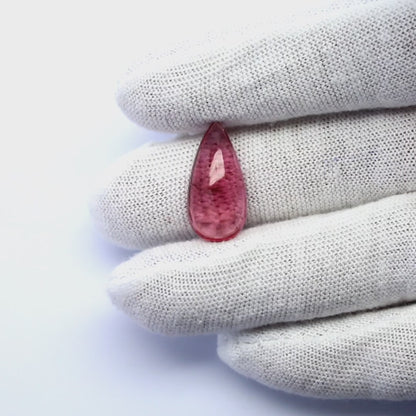 Natural Pink Tourmaline 9.57 Carat 20.7x10.3 MM Pear Shape Cabochon Gemstone