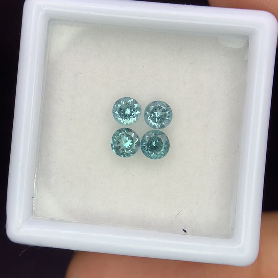 Natural Indicolite Tourmaline Lot 0.64 Carat 3.5x3.5 MM Round Faceted 4 Piece Lot