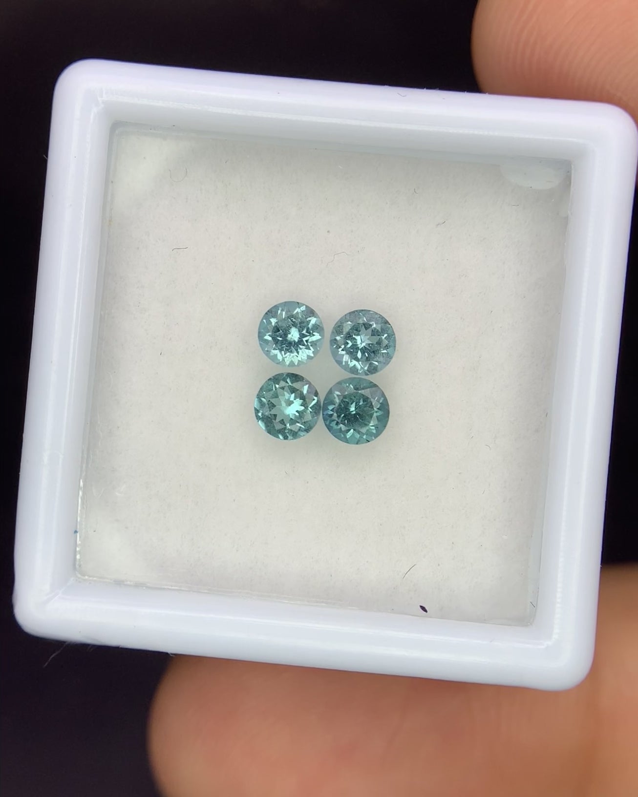 Natural Indicolite Tourmaline Lot 0.64 Carat 3.5x3.5 MM Round Faceted 4 Piece Lot