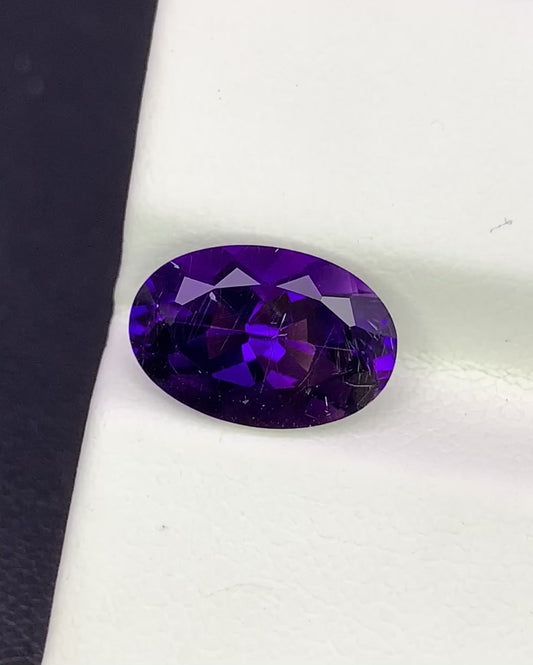 Natural Bi Color Rutile Amethyst 3.04 Carat 12x8 MM Oval Shape Faceted Gemstone