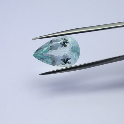 Natural Aquamarine 7.03 Carat 12x18 MM Pear Shape Faceted Gemstone