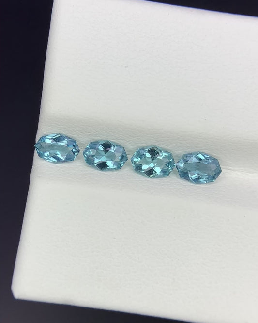 Natural Indicolite Tourmaline Lot 0.91 Carat5x3.5 MM (Approx) Fancy Shape Faceted Gemstone 4 Piece Lot 