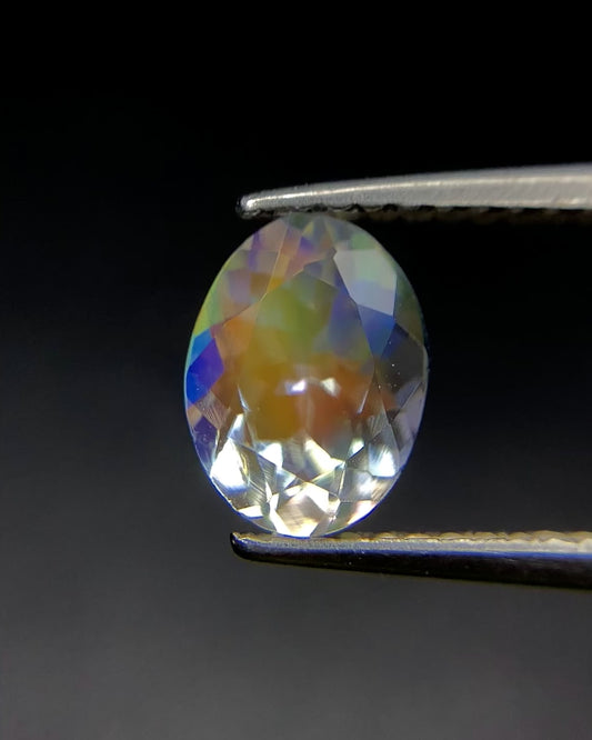 Natural Multi Fire Rainbow Moonstone 1.00 Carat 7.8x5.9 MM Oval Shape Faceted Gemstone from Madagascar