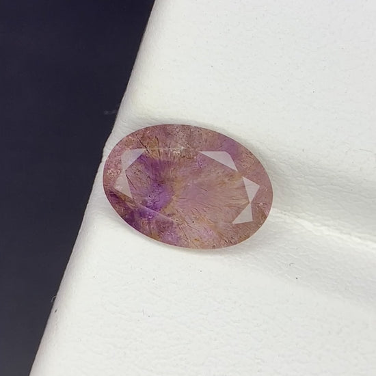 Natural Super Seven 1.90 Carat 10.4x7.4 MM Oval Shape Faceted Gemstone with 7 Crystals Healing Stone Seven Chakra Melody Stone 