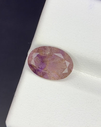 Natural Super Seven 1.90 Carat 10.4x7.4 MM Oval Shape Faceted Gemstone with 7 Crystals Healing Stone Seven Chakra Melody Stone 