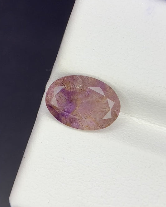 Natural Super Seven 1.90 Carat 10.4x7.4 MM Oval Shape Faceted Gemstone with 7 Crystals Healing Stone Seven Chakra Melody Stone 