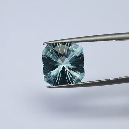 Natural Aquamarine 5.81 Carat 11.8x11.8 MM Concave Cut Faceted Gemstone