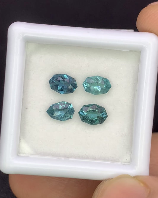 Natural Indicolite Tourmaline Lot 1.36 Carat Fancy Shape Faceted Gemstone 4 Piece Lot