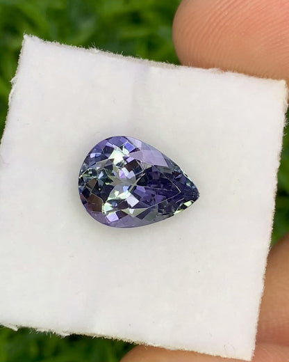 Natural Bi Color Tanzanite 2.80 Carat 11x8 MM Pear Shape Faceted Gemstone