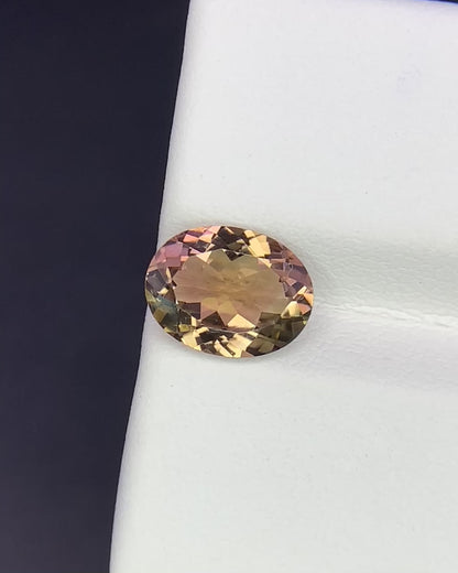 Natural Flawless Bi Color Tourmaline 1.77 Carat 9x7 MM Oval Shape Faceted Gemstone
