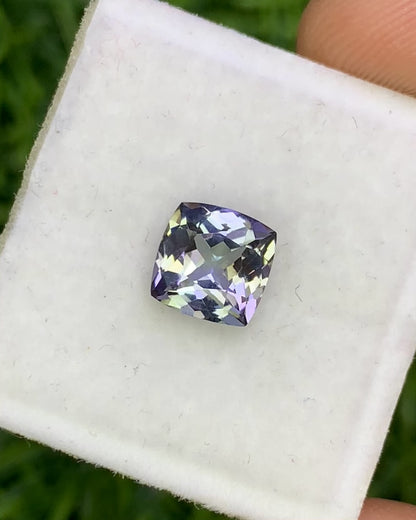 Natural Unheated Tanzanite 1.29 Carat 6.6X6.6 MM Cushion Shape Faceted Gemstone