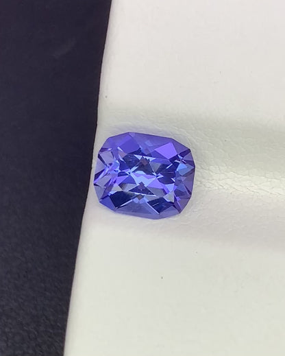 Natural Blue Tanzanite 1.40 Carat 7.4x6.2 MM Fancy Cushion Shape Faceted Gemstone