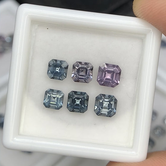 Natural Multi Color Spinel 2.65 Carat Mix Sze Asscher Cut Faceted Gemstone 6 Piece Lot 