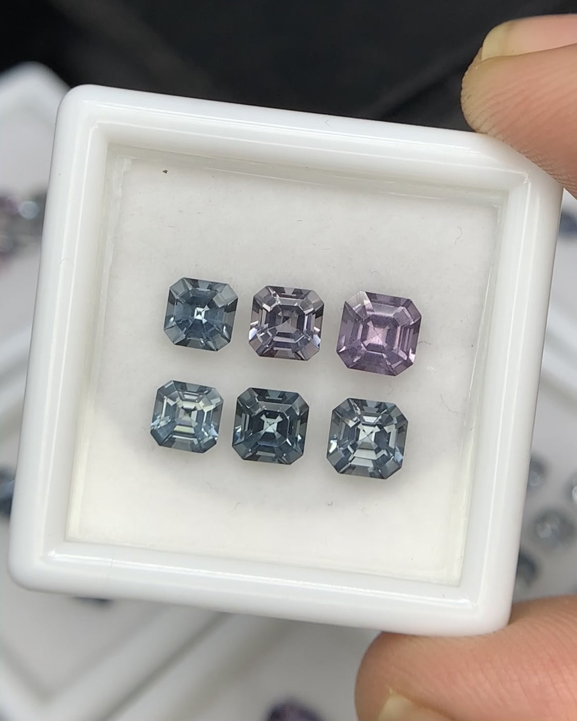 Natural Multi Color Spinel 2.65 Carat Mix Sze Asscher Cut Faceted Gemstone 6 Piece Lot 