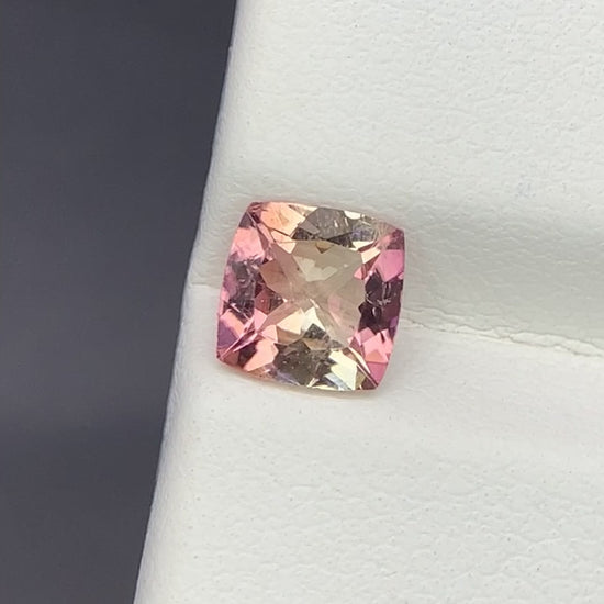 Natural Bi Color Tourmaline 0.94 Carat 6x6 MM Cushion Shape Faceted Gemstone