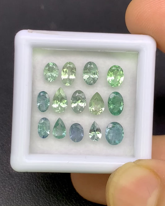 Natural Rare Kornerupine Lot 3.31 Carat Mix Size Oval/Pear Shape Faceted Gemstone 14 Piece Lot