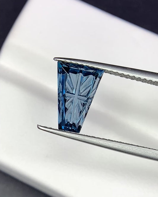 Natural London Blue Topaz 2.07 Carat 10.4x7.4 MM Fancy Shape Starbrite Cut Faceted Gemstone 