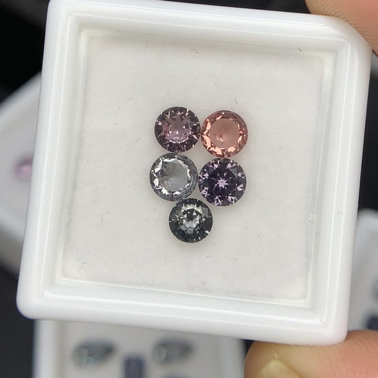 Natural Multi Color Spinel 1.67 Carat Mix Sze Round Shape Faceted Gemstone 5 Piece Lot 